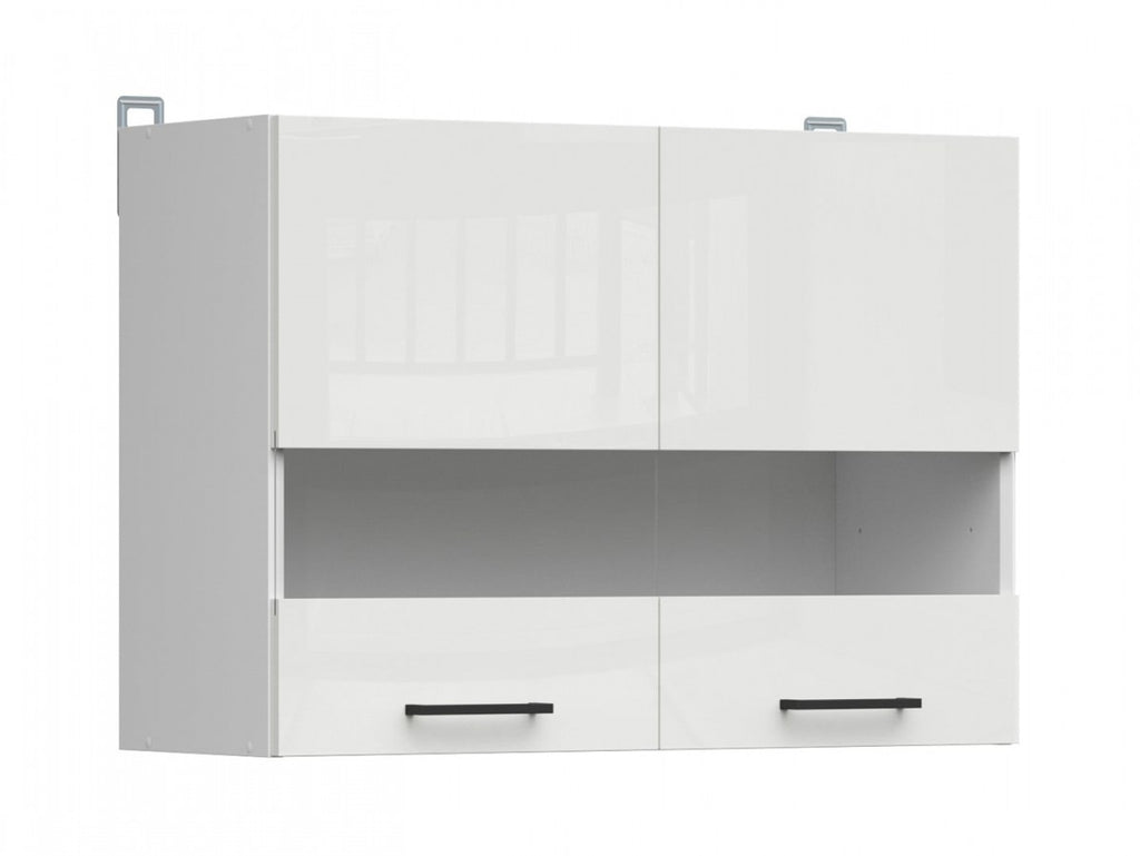 Junona Line – white chalk gloss — Cabinet górna witryna