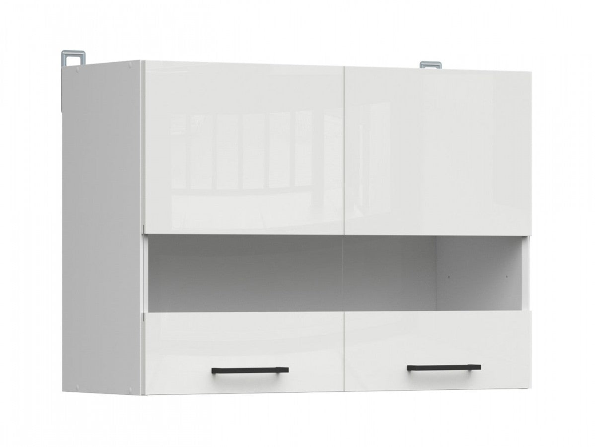 Junona Line – white chalk gloss — Cabinet górna witryna