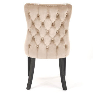 ALDA HALMAR Upholstered Wooden Dining Chair in Beige Fabric with Black Legs