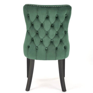 ALDA HALMAR Upholstered Wooden Dining Chair in Dark Green Fabric with Black Legs