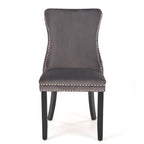 ALDA HALMAR Upholstered Wooden Dining Chair in Grey Fabric with Black Legs