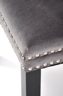 ALDA HALMAR Upholstered Wooden Dining Chair in Grey Fabric with Black Legs