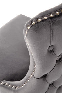 ALDA HALMAR Upholstered Wooden Dining Chair in Grey Fabric with Black Legs