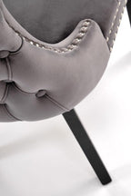 ALDA HALMAR Upholstered Wooden Dining Chair in Grey Fabric with Black Legs