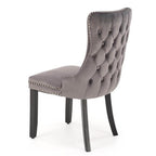 ALDA HALMAR Upholstered Wooden Dining Chair in Grey Fabric with Black Legs