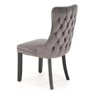 ALDA HALMAR Upholstered Wooden Dining Chair in Grey Fabric with Black Legs