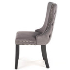 ALDA HALMAR Upholstered Wooden Dining Chair in Grey Fabric with Black Legs