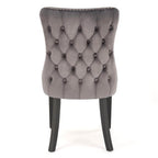 ALDA HALMAR Upholstered Wooden Dining Chair in Grey Fabric with Black Legs