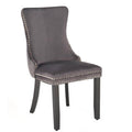 ALDA HALMAR Upholstered Wooden Dining Chair in Grey Fabric with Black Legs