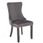 ALDA HALMAR Upholstered Wooden Dining Chair in Grey Fabric with Black Legs