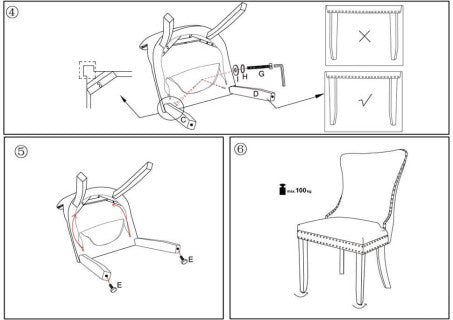 ALDA HALMAR Upholstered Wooden Dining Chair in Grey Fabric with Black Legs