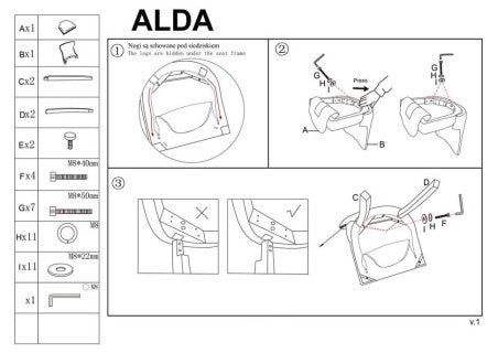 ALDA HALMAR Upholstered Wooden Dining Chair in Grey Fabric with Black Legs