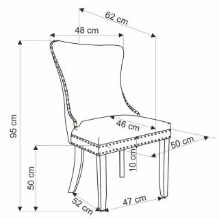 ALDA HALMAR Upholstered Wooden Dining Chair in Grey Fabric with Black Legs