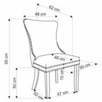 ALDA HALMAR Upholstered Wooden Dining Chair in Grey Fabric with Black Legs