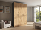 Modular wardrobe Flex 150 cm with 3 doors graphite/Artisan oak