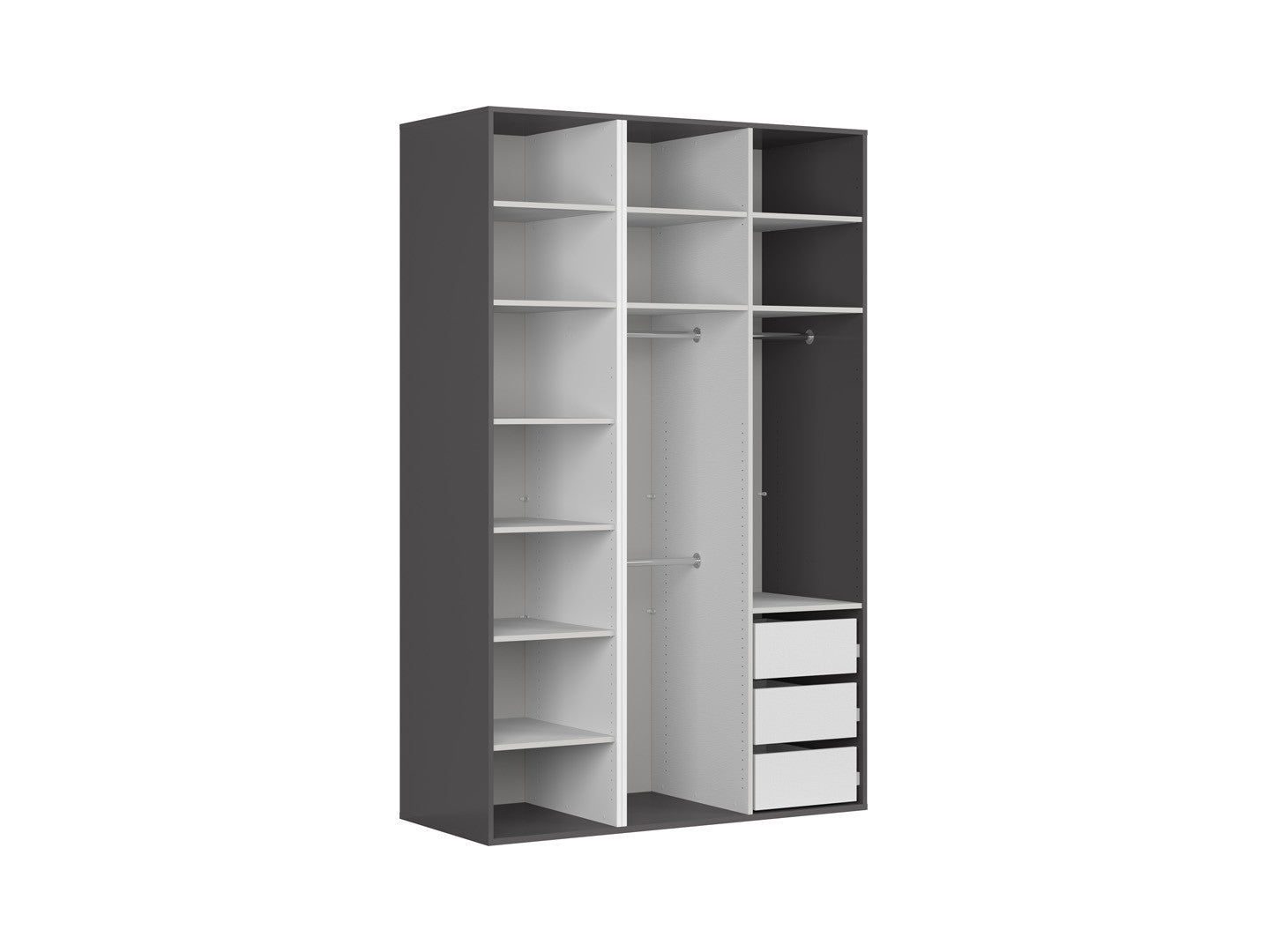 Modular wardrobe Flex 150 cm with 3 doors graphiteowa