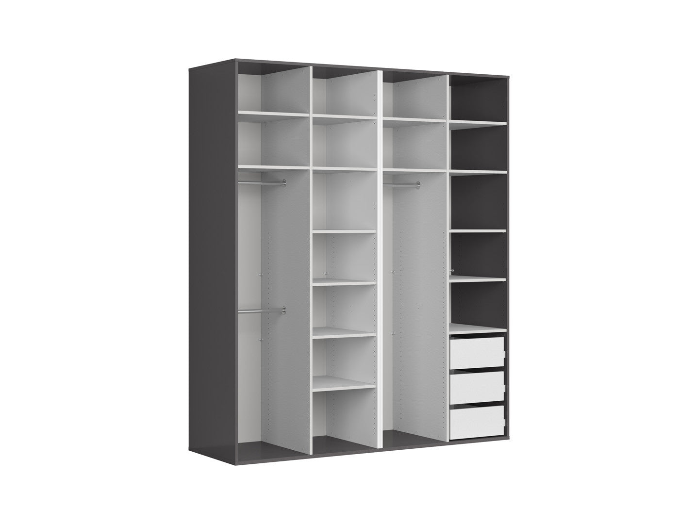 Modular wardrobe Flex 200 cm with 4 doors graphite/Artisan oak