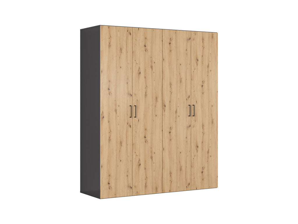 Modular wardrobe Flex 200 cm with 4 doors graphite/Artisan oak