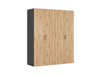 Modular wardrobe Flex 200 cm with 4 doors graphite/Artisan oak