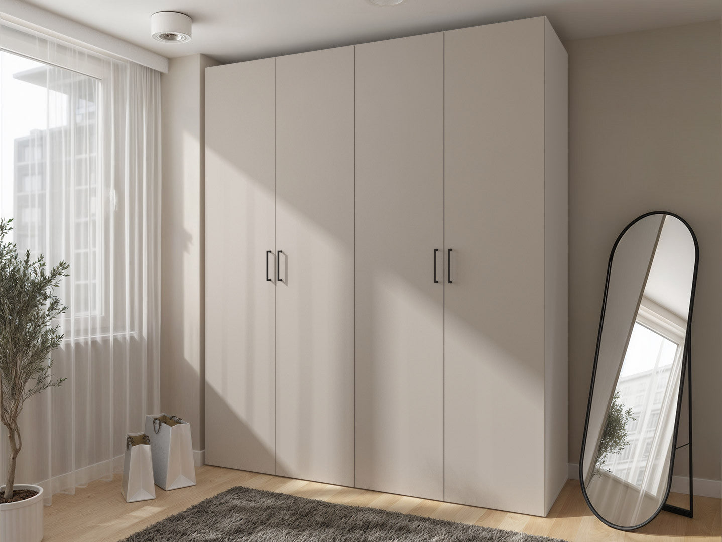 Modular wardrobe Flex 200 cm with 4 doors cashmere