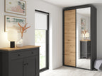 Sliding wardrobe Flex 120 cm with mirror graphite/Artisan oak