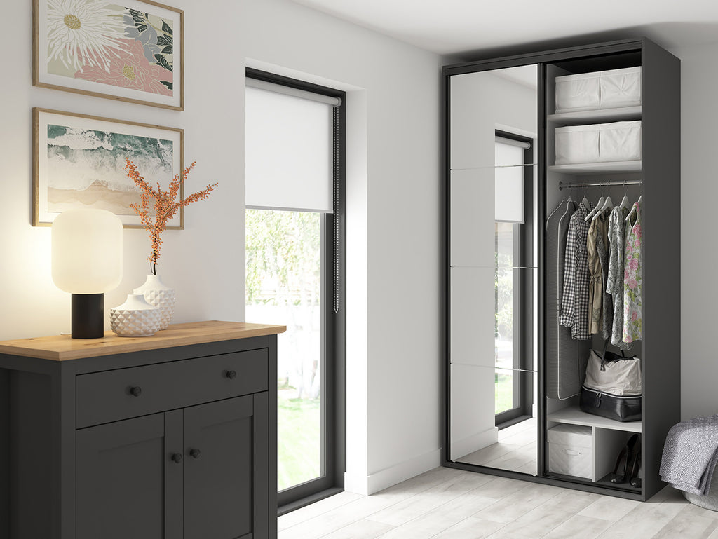 Sliding wardrobe Flex 120 cm with mirror graphite/Artisan oak
