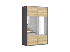 Sliding wardrobe Flex  150 cm with mirror graphite/Mauvella oak