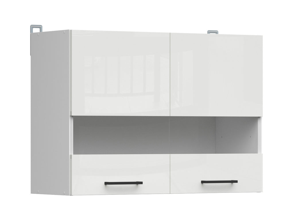 Junona Line – white chalk gloss — Cabinet górna witryna
