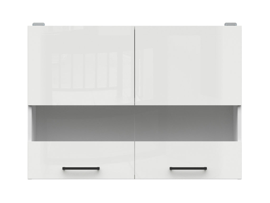 Junona Line – white chalk gloss — Cabinet górna witryna