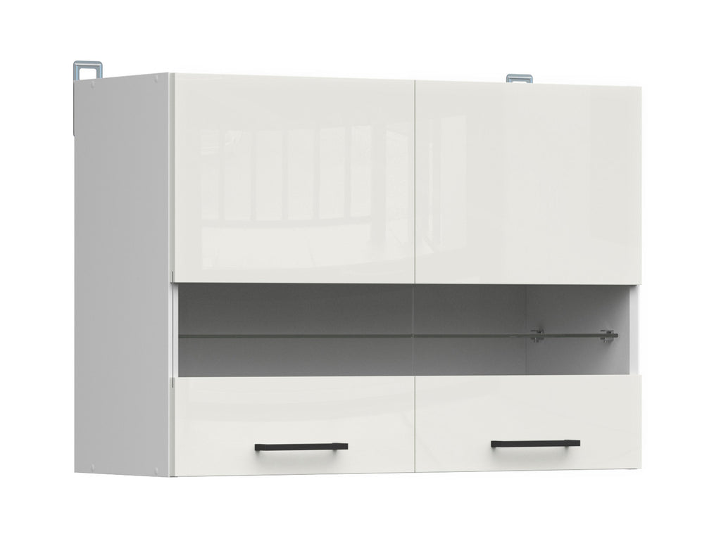 Junona Line – white chalk gloss — Cabinet górna witryna