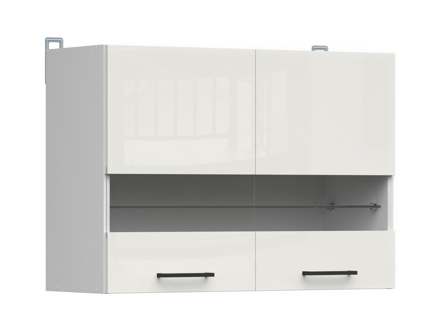 Junona Line – white chalk gloss — Cabinet górna witryna