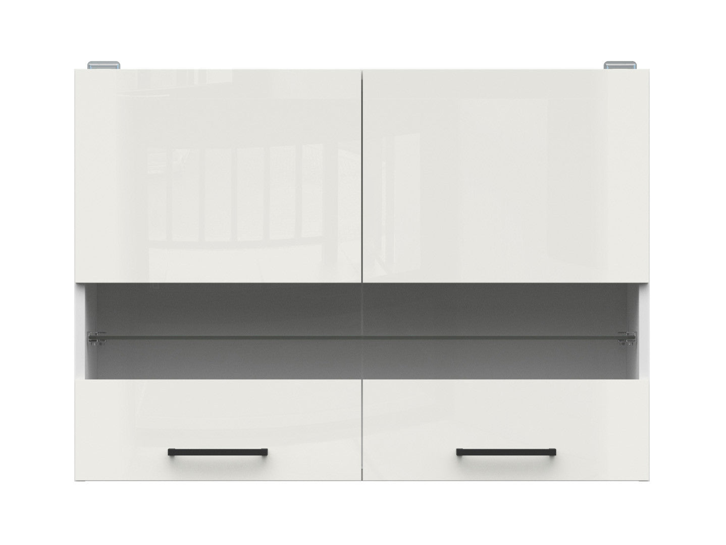 Junona Line – white chalk gloss — Cabinet górna witryna