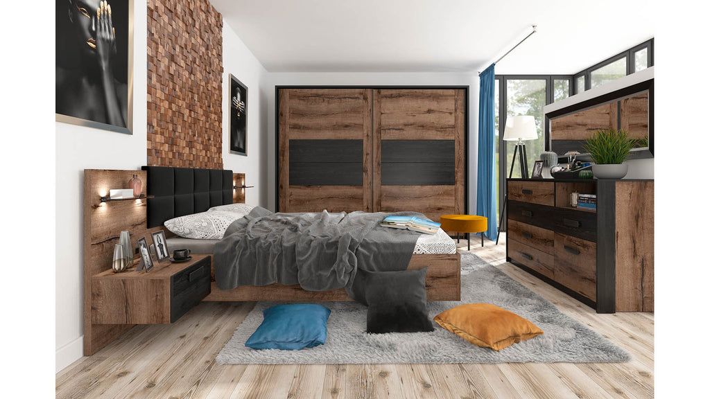 Kassel 160 bed set with bedside cabinets